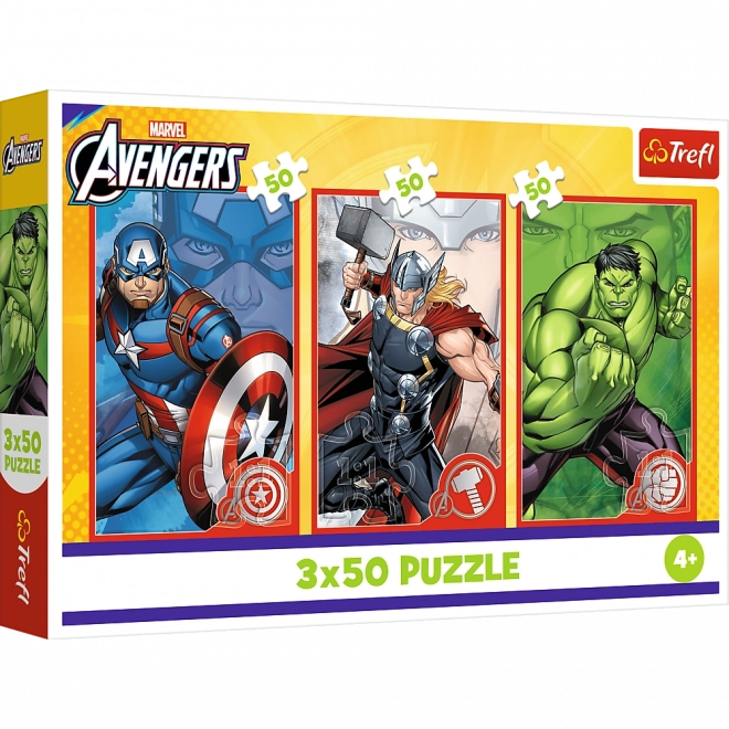 Puzzle 3x50 tvoji hrdinovia Disney Marvel The Avengers Trefl