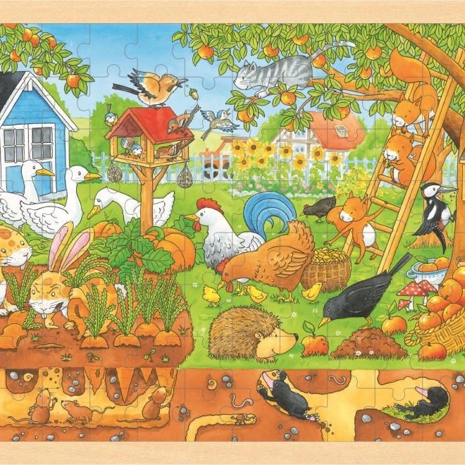 Goki drevené puzzle Zákutie našej záhrady 96 dielikov