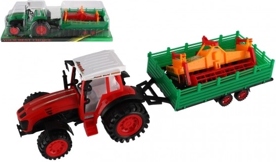 Traktor s vlečkou a kombajnovým valcom plastový, 46 cm