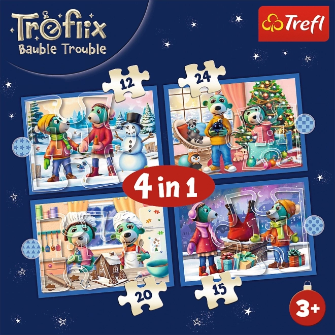 Progresívne puzzle Treflíci Vianoce 4v1