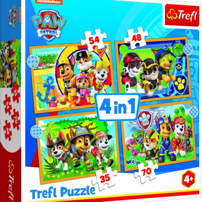 Puzzle 4v1 s motívom Labkovej patroly na prázdninách