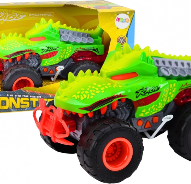 Terénne auto dinosaurus T‑Rex so svetlami a zvukmi, zelené