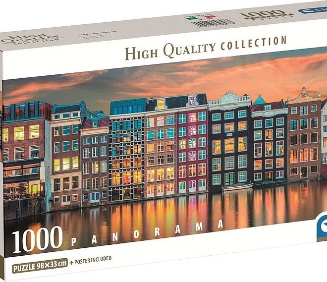 Clementoni panoramatické puzzle Ráno v Amsterdame 1000 dielikov (98 × 33 cm)