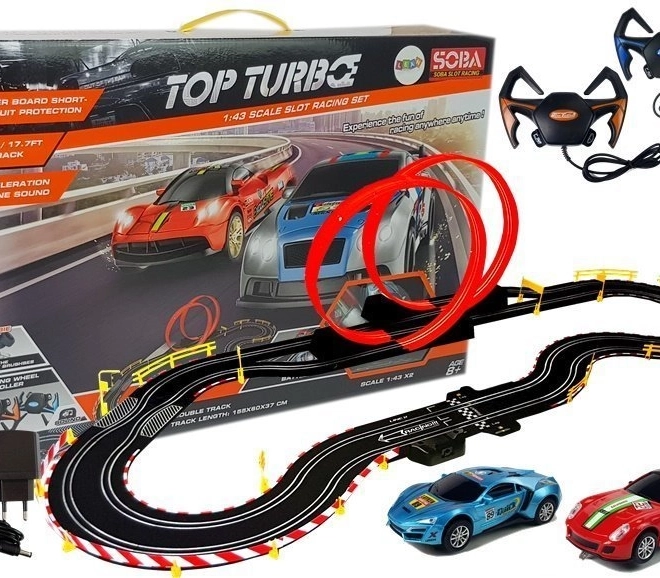Pretekárska dráha TOP TURBO s dvoma autami a ovládačmi