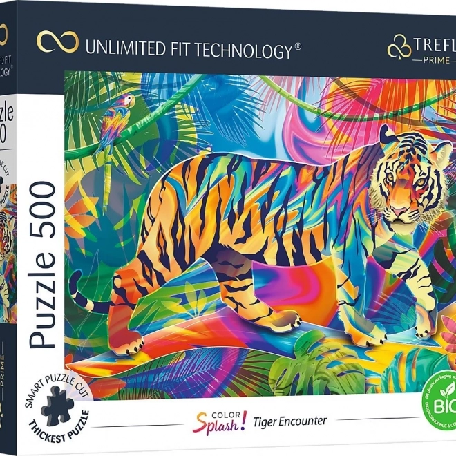 Puzzle TREFL UFT Color Splash: stretnutie s tigrom 500 dielikov