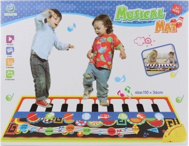 Hudobný koberec s hudobnými nástrojmi – hracie piánko 110 × 36 cm