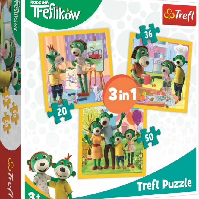Puzzle Treflíci 3v1 – byť spolu je fajn (20, 36, 50 dielikov)