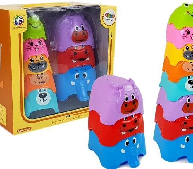Pyramída s plastovými pohárikmi pre bábätká Zvieratká