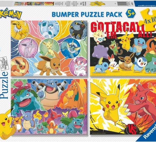 Pokémon skladačka 4x100 dielov