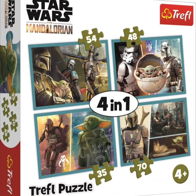 Puzzle 4v1 MANDALORIAN a jeho svet (35–70 dielikov) TREFL