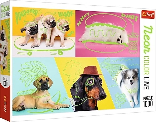 Puzzle 1000 ks Neon Color Line - Bláznivé psy