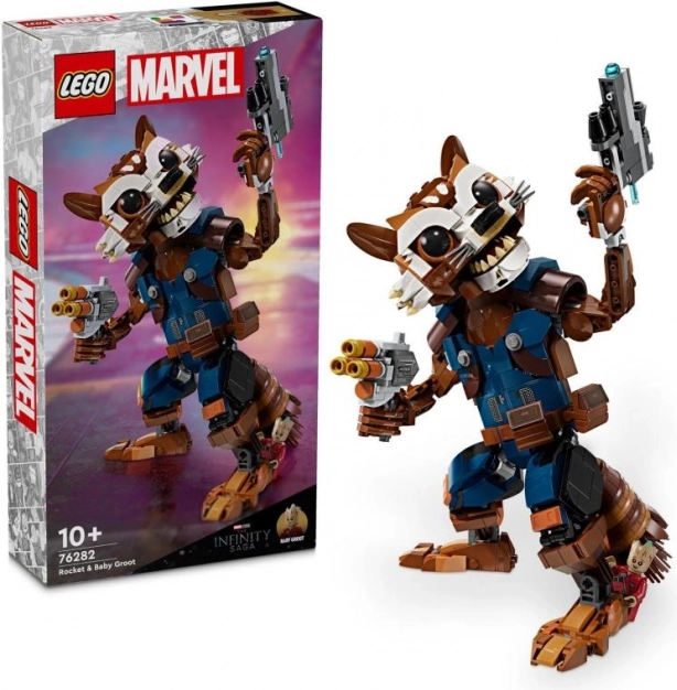 Lego Marvel Rocket a Baby Groot – pohyblivá figúrka 22 cm