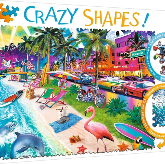 Puzzle TREFL Crazy Shapes – Pláž Miami, 600 dielikov