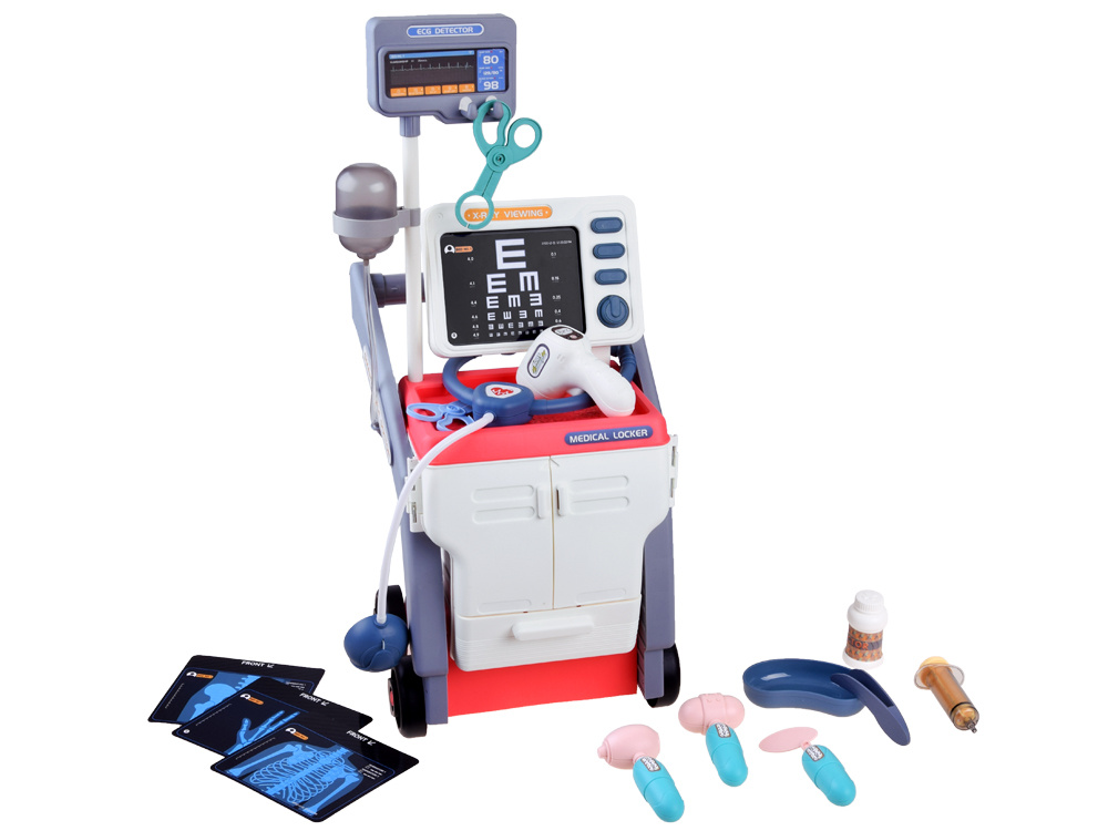 JOKO Veľká Sada Detský lekársky vozík s röntgenom a stetoskopom na batérie ružový
