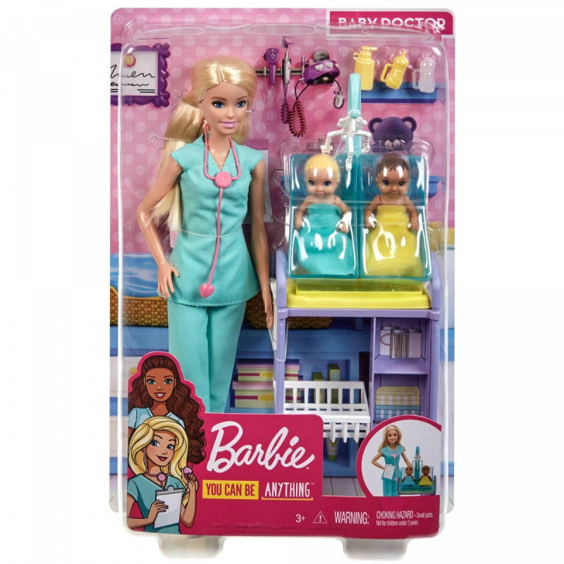 Mattel Barbie Okupačná hracia súprava Baby doktorka s 2 novorodencami