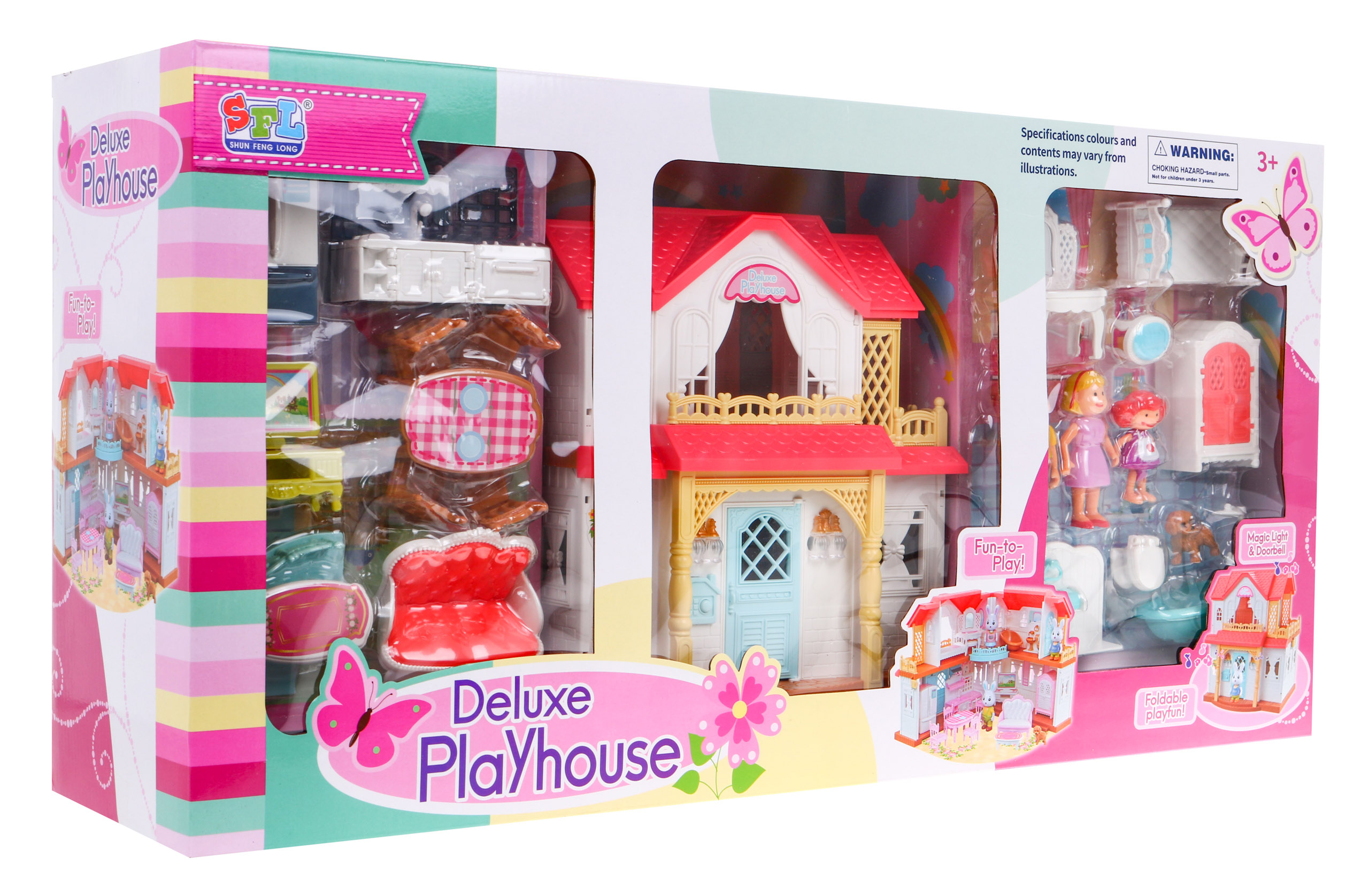 JOKO Detský rozkladací domček pre bábiky s nábytkom + svetlo + zvuk
