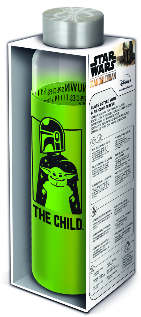 Epee Merch Star Wars Mandalorianov sklenená fľaša so silikónovým návlekom 585 ml