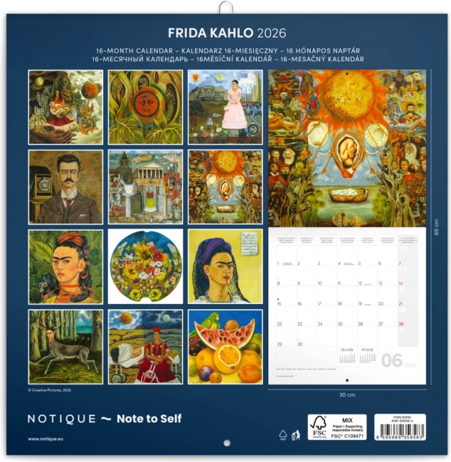 Poznámkový kalendár Frida Kahlo 2026