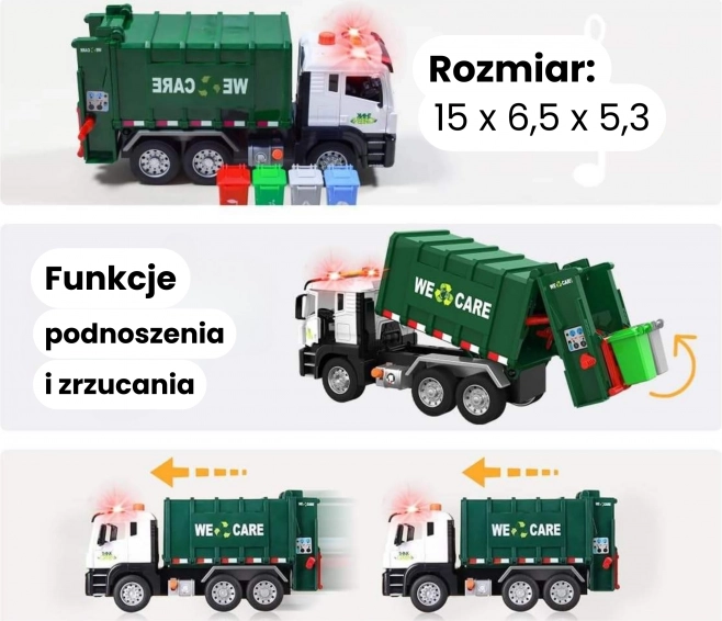 Interaktívne smetiarske auto Purifier 1:10 - Edukačná hračka na triedenie odpadu