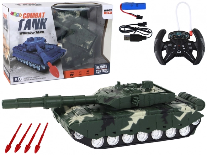 Zelený diaľkovo ovládaný vojenský tank RC