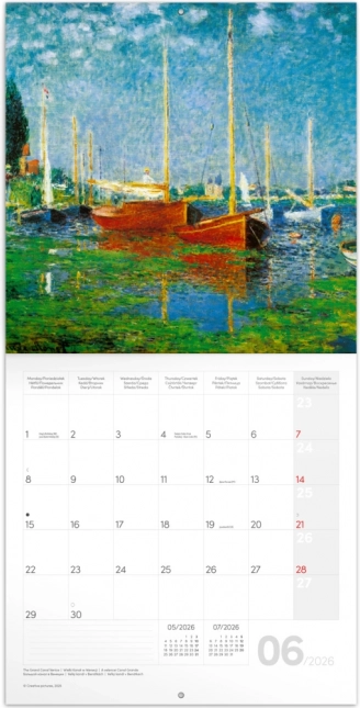 Poznámkový kalendár Claude Monet 2026, 30 x 30 cm