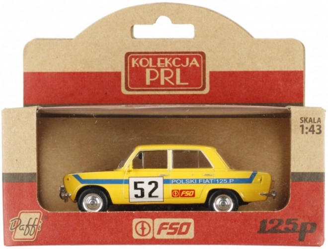 Model auta PRL Fiat 126p Rally žltý