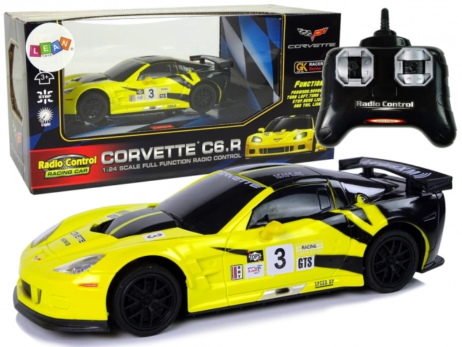 Športové Auto R/C 1:24 Corvette Žlté C6.R