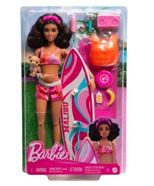 Barbie bábika s surfovacou doskou