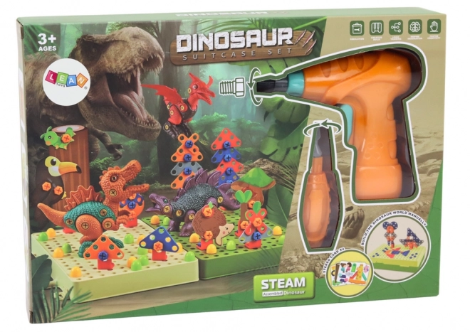 Kocky Puzzle Konštrukčné 3D DIY Dinosaurové Rozoberanie s Vŕtačkou