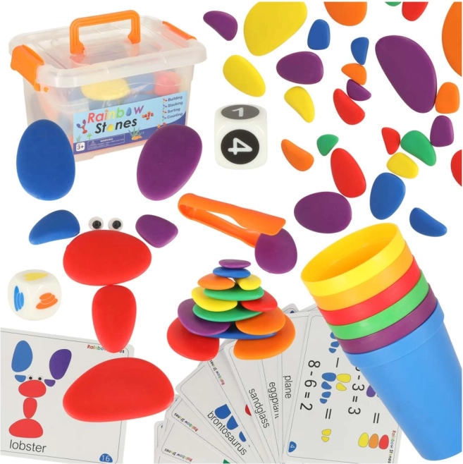 Kreatívne farebné kamene Montessori set 65 ks
