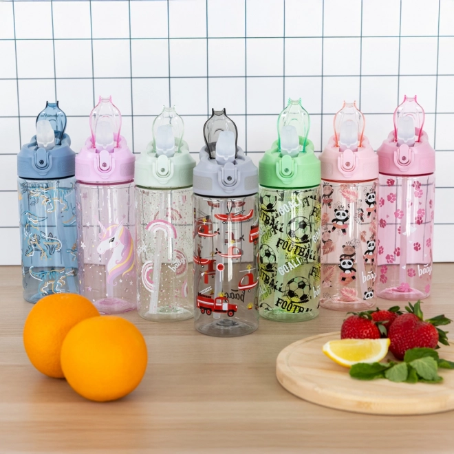 Tritanová fľaša na pitie so slamkou Rainbow Unicorn 500 ml