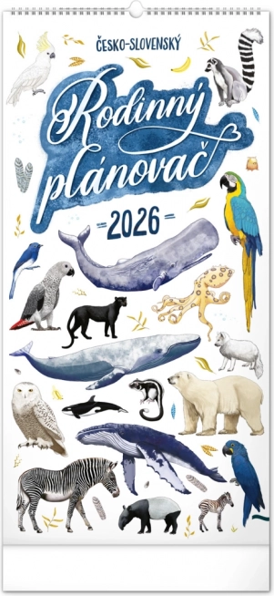 Nástenný kalendár Rodinný plánovací 2026 s ilustráciami Animalium