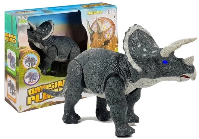 Veľký dinosaurus na batérie Triceratops sivý