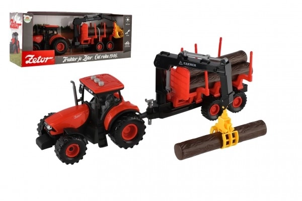 Traktor Zetor s vlečkou a nakladacím ramenom