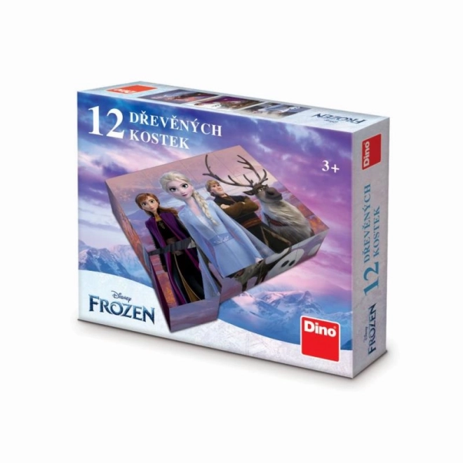 Drevené licenčné kocky Frozen II – 12 kociek