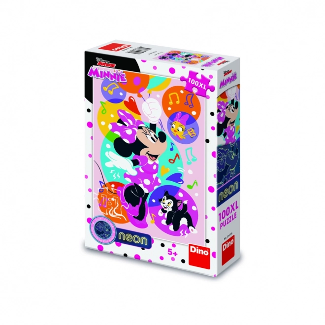 Svietiace puzzle Minnie a balóniky XL 100 dielikov