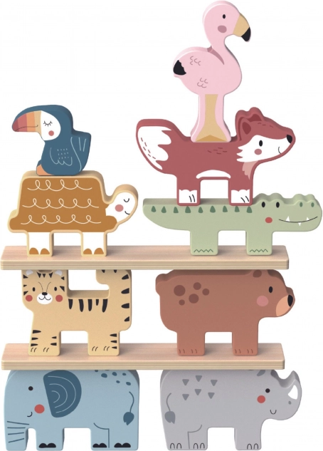 Drevené kocky zvieratká Montessori 9 ks od Tooky Toy