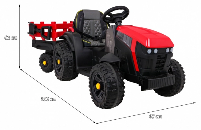 Titánový traktor s prívesom Červený