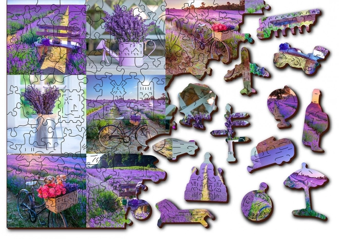 Drevené puzzle Levanduľové Francúzsko 2v1