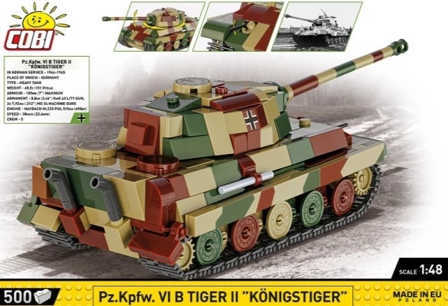 Model tanku Tiger II Königstiger z plastových kociek