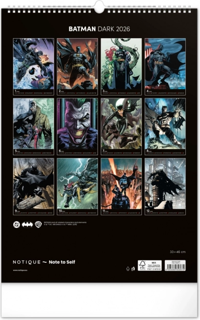Nástenný kalendár Batman Dark 2026