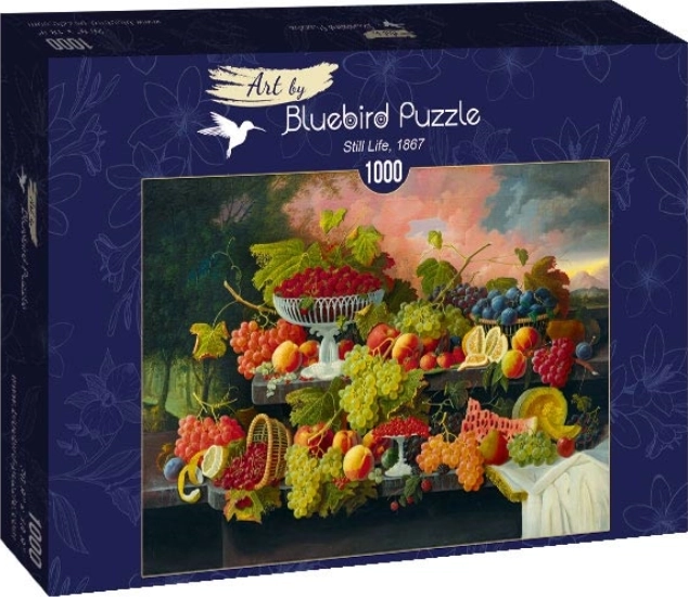 Puzzle zátiší s ovocem a západom slnka 1000 dielikov