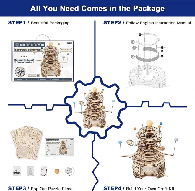 Robotime 3D drevené puzzle slnečná sústava Orrery