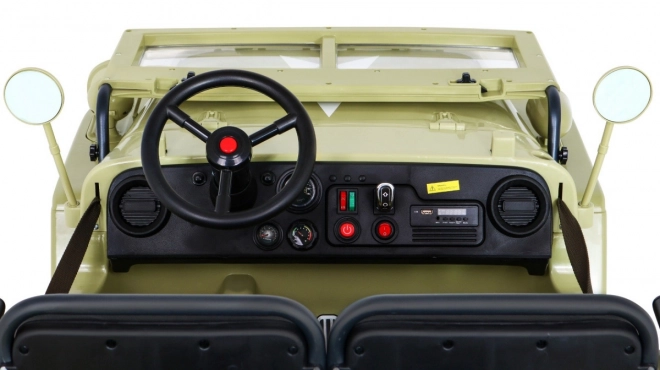 Retro vojenské auto pre deti so 4x4 pohonom, miestom pre 3 a EVA kolesá