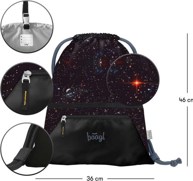 Školská súprava BAAGL: Zippy Plus Pixel Space - aktovka, peračník, vrecúško