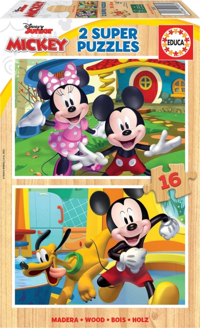 Drevené puzzle Mickey a Minnie
