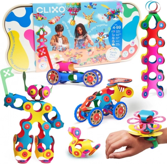 Magnetické stavebnice Clixo Family Pack - 150 dielikov
