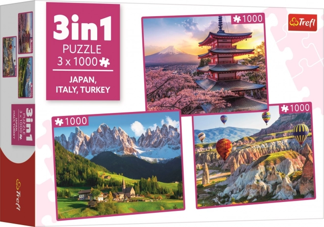 Puzzle Japonsko, Taliansko, Turecko 3x1000 dielikov