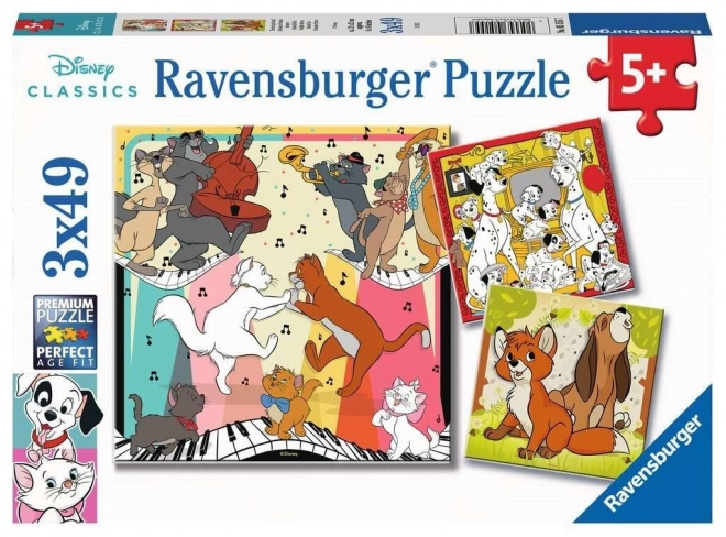 Ravensburger puzzle Disney klasika: zvieratká v dobrej nálade 3x49 dielikov