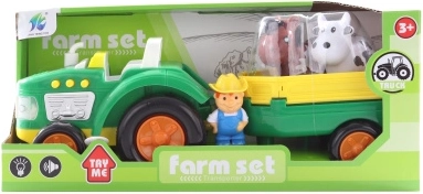 Detský traktor na batérie s vlečkou